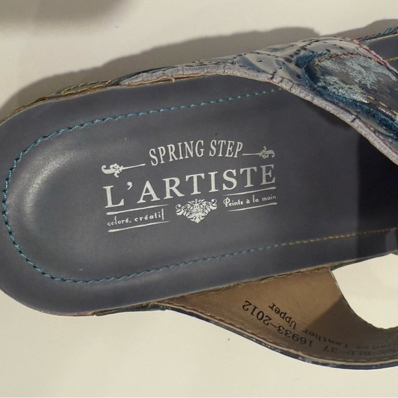 L'Artiste Karina Spring Step Slide Sandal Womens 37US 6.5-7 Blue Leather Slip-On - Picture 7 of 8